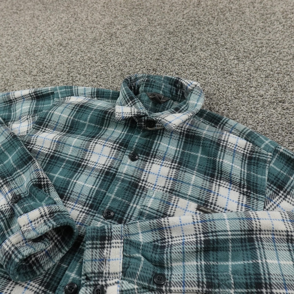 Eddie Bauer Shirt Mens S Green Plaid Fleece Button Up Shacket Jacket Outdoors